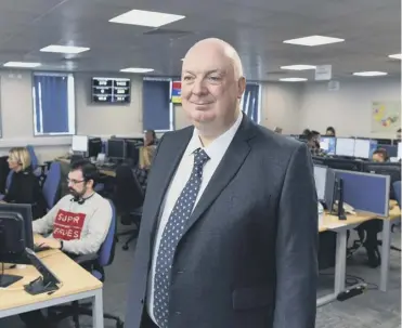  ??  ?? BEHIND THE SCENES: West Yorkshire Police’s customer contact centre in Bradford. Tom Donohoe, head of the customer contact centre