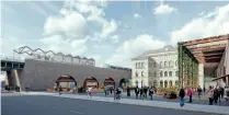  ?? ?? The attractive frontage of Peckham Rye station is currently hidden by a shopping parade, but after demolition of the shops, this is the artist’s impression of the new public square leading to the main entrance.