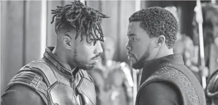  ?? MATT KENNEDY ?? Superhero flick “Black Panther,” starring Michael B. Jordan and Chadwick Boseman as rivals Erik Killmonger and T’Challa/Black Panther, really is as good as you’ve heard.