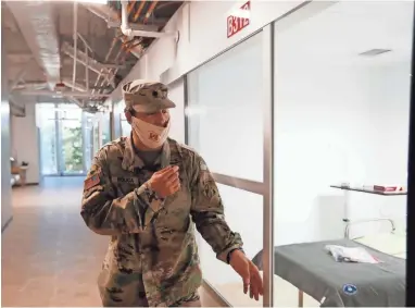  ?? PHOTOS BY MAX GERSH/THE COMMERCIAL APPEAL Memphis Commercial Appeal | USA TODAY NETWORK – TENNESSEE ?? Army Corps of Engineers Lt. Colonel Nathan Molica stands outside a treatment room Monday on the third floor of the former CA building at 495 Union Ave. in Memphis.