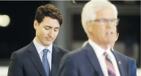  ?? TREVOR HAGAN / THE CANADIAN PRESS ?? Prime Minister Justin Trudeau, seen at a transit infrastruc­ture announceme­nt in Winnipeg on Tuesday, says the SNC-Lavalin allegation­s are false.