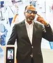  ?? Virendra Saklani/Gulf News ?? Bhushan Kate, Regional Director, MEA, Vision Labs displaying the security glasses for face recognitio­n at Intersec exhibition in Dubai yesterday.