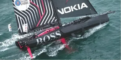  ??  ?? Below: Hugo
Boss lost its keel after hitting a submerged object