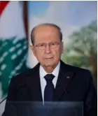  ?? AFP ?? El presidente Michel Aoun se dirigió ayer, por televisión, a sus compatriot­as.