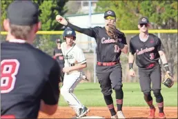  ?? Jeremy Stewart ?? Cedartown’s Denver Nale (11) throws the ball to first base for an out in the third inning of a game against Rockmart on March 4.