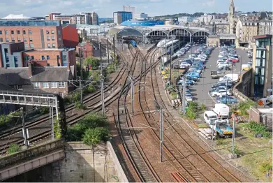  ?? NETWORK RAIL. ?? Looking across the eastern end of Newcastle Central, the three ‘fiddly’ Double Slips that are to be renewed between October 1-10 can be seen in the centre of the picture.