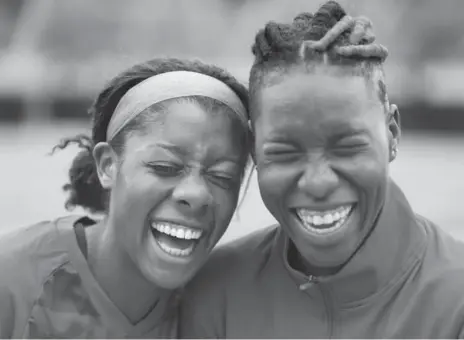  ?? RICHARD LAUTENS/TORONTO STAR ?? Ashley Lawrence, left, and Kadeisha Buchanan have done “pretty much everything together, soccer-wise” since they met at a Brampton soccer club.