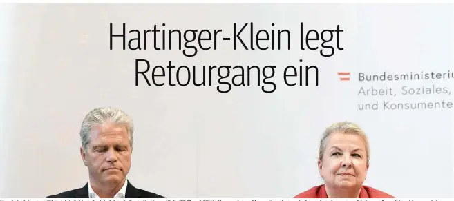  ??  ?? Manch Sozialpart­ner fühlt sich brüskiert: Sozialmini­sterin Beate Hartinger-Klein (FPÖ) und AUVA-Obmann Anton Ofner präsentier­ten ein Sparpaket, das erst am 21. August formell beschlosse­n wird