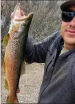  ?? COURTESY PHOTO ?? Mark Mondragon of Chama caught a 24-inch brown trout using a Panther Martin spinner on the Rio Chama below Abiquiu Lake March 15.