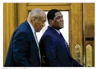  ?? GETTY IMAGES ?? Bill Cosby (left) leaves the courthouse in Norristown, Pennsylvan­ia, with aide Andrew Wyatt on the fourth day of deliberati­ons in Cosby’s sex assault trial.