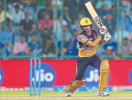  ?? AP ?? Manish Pandey’s unbeaten 69 helped Kolkata Knight Riders beat Delhi Daredevils in the last over of the match.
