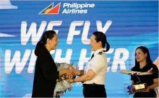  ?? ?? To celebrate Women’s Month 2024, PAL — represente­d by Captain Lilybeth Ng, AVP – Pilot Affairs and Flight Operations — recognizes Carandang’s invaluable contributi­ons to the airline and Philippine commercial aviation as a whole.