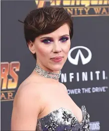  ?? Associated Press photos ?? In this April 23 file photo, Scarlett Johansson arrives at the world premiere of “Avengers: Infinity War” in Los Angeles.