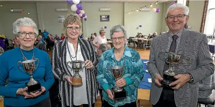  ?? PHOTO: MURRAY WILSON/STUFF ?? Older Person of the Year Award winners, from left, Jan Cook, Kaye Arnott, overall winner Gaye Trow and Arron Schroder.