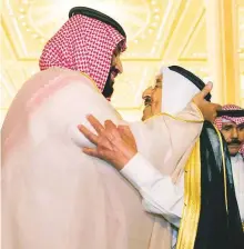  ?? Reuters ?? Kuwaiti Emir Shaikh Sabah receives Saudi Crown Prince Mohammad Bin Salman in Kuwait on Sunday.