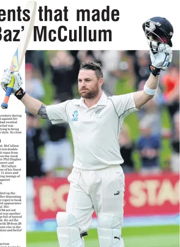  ?? PHOTO: SNPA ?? Brendon McCullum celebrates his triple century against India on the fifth day of the second test at the Basin Reserve in Wellington in February 2014.