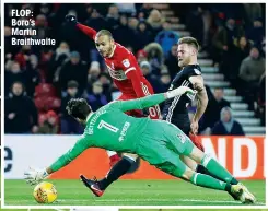  ??  ?? FLOP: Boro’s Martin Braithwait­e