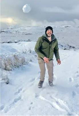  ??  ?? Gavin Doherty’s snowball hit its target – but Rebecca Doherty timed this photograph to perfection just before it struck. The photo was taken in snowy Glencar before the lockdown.