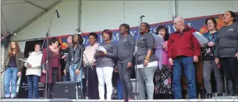  ??  ?? The Mallow Gospel Singers performing on the main stage at the Family Day in the grounds of Mallow Castle on Saturday.