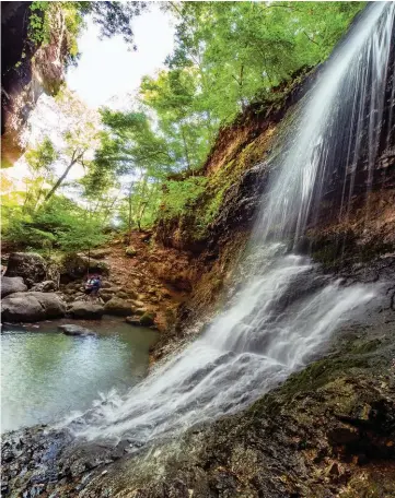  ??  ?? PHOTOS COURTESY OF THE ARKANSAS DEPARTMENT OF PARKS, HERITAGE AND TOURISM
Eden Falls in Lost Valley is best viewed after a rainfall and is a moderate hike from the road.