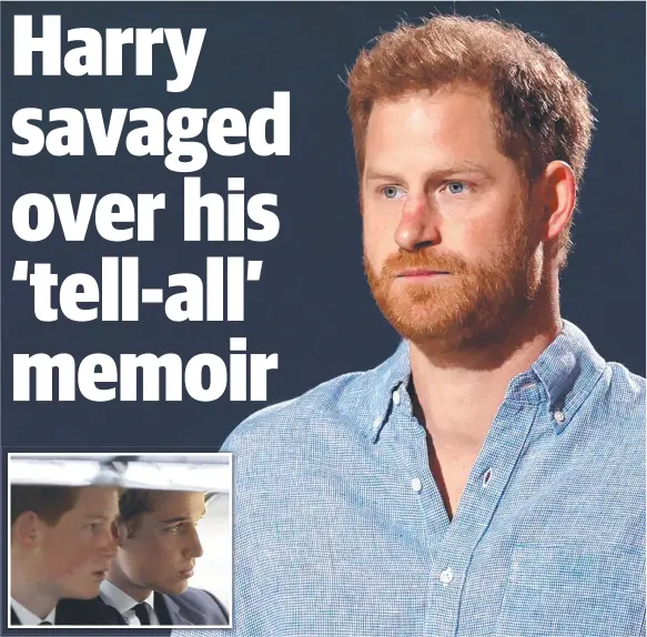  ??  ?? Oops, he did it again … Harry didn’t bother to tell his father or brother (inset in 2002) about his bombshell plan to write a book. Pictures: Getty, AFP