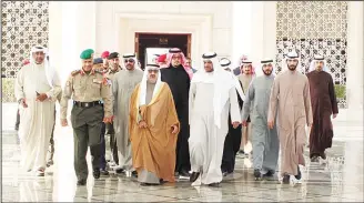  ?? KUNA photo ?? First Deputy Prime Minister and Minister of Defense Sheikh Nasser Sabah Al-Ahmad Al-Sabah is seen off at theairport by senior government officials.