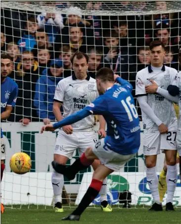  ??  ?? Rangers utility man Andy Halliday curls in a free kick to open the scoring at
