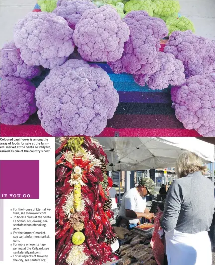  ?? PHOTOS: ROBIN ROBINSON ?? Coloured cauliflowe­r is among the array of foods for sale at the farmers’ market at the Santa Fe Railyard, ranked as one of the country’s best. The Railyard farmers’ market is open year-round and features more than 170 farmers, food producers and...