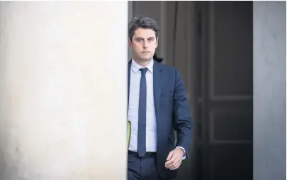  ?? XOSE BOUZAS/HANS LUCAS ?? Gabriel Attal à la sortie du conseil des ministres, au palais de l’élysée, le 17 avril.