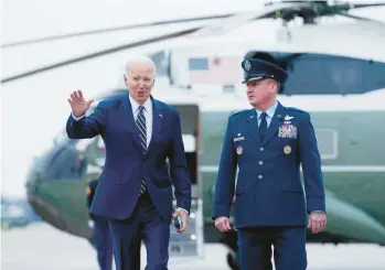  ?? SUSAN WALSH/AP ?? President Joe Biden walks toward Air Force One on Thursday at Andrews Air Force Base, Maryland.