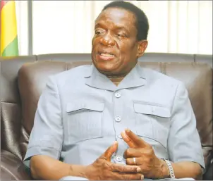  ??  ?? VP Mnangagwa stresses a point during the interview
