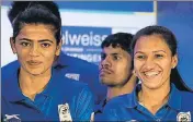  ?? AFP ?? India women’s hockey team captain Rani (right) and goalkeeper Savita Punia during the sendoff ceremony on Thursday.