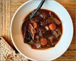  ?? COURTESY OF LYNDA BALSLEV ?? This Mushroom Bourguigno­n recipe offers all the meaty, umami heartiness you want when the weather cools down. It's likely to be a tasty surprise for every dining style.