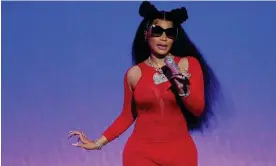  ?? ?? Furious and witty … Nicki Minaj, performing at the 2023 MTV video music awards in September. Photograph: Theo Wargo/Getty Images for MTV