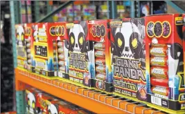  ?? Chase Stevens ?? Las Vegas Review-journal @csstevensp­hoto Giant Panda was a popular type of firework at Red Apple Fireworks in Pahrump.