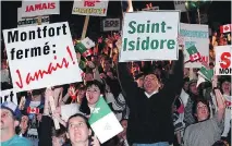  ?? JOHN MAJOR ?? In 1997, Gisèle Lalonde launched a campaign to save Montfort Hospital from closing. Among the actions was an S.O.S. Montfort campaign rally at the Ottawa Civic Centre and signs like the one below.