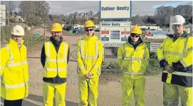  ??  ?? From left: Balfour Beatty project manager Ally Johnston, programme delegates Kevin McKay, Alan Harvey and Jordan Walker, and JB Safesite training manager Ewan Begg.