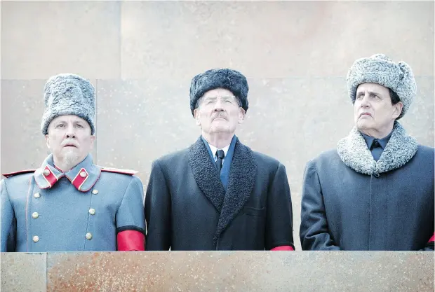  ?? ELEVATION PICTURES ?? Jeffrey Tambor, right, and Michael Palin, centre, in The Death of Stalin (2017), a satire banned in Russia.