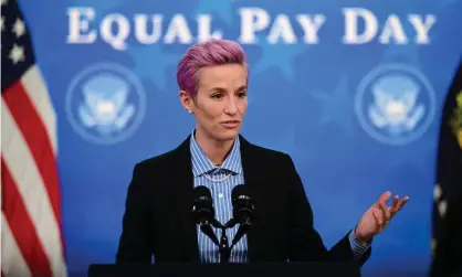  ?? Jim Watson/AFP/Getty Images ?? Megan Rapinoe speaks during an Equal Pay Day event in the South Court Auditorium of the White House in Washington DC. Photograph: