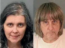  ?? PHOTO: AP ?? American couple David Allen Turpin, 57, and Louise Anna Turpin, 49, are charged with torture and child endangerme­nt after 13 children were allegedly held captive in their California­n home.