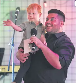  ?? ?? LOVED: Horsham’s Larson Versteegan, 2, with Loucas ‘Uncle Luca’ Vettos at ‘Measure in Love for Larson: A Pop Up Piano Bar’ on Saturday.