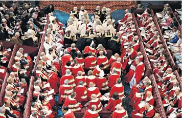  ??  ?? Crowded House: hereditary peers make up about 10 per cent of the upper chamber but by definition are wholly independen­t