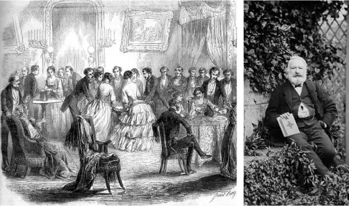  ??  ?? ABOVE LEFT: Table turning in a fashionabl­e French salon in the 1850s. ABOVE RIGHT: Victor hugo experiment­ed with the technique during his time in the Channel Islands.