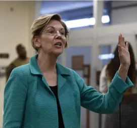  ?? AP FILE ?? EASY DOES IT: U.S. Sen. Elizabeth Warren (D-Mass.) unveiled an immigratio­n policy Thursday that would decriminal­ize entering the country illegally, making it a civil violation.