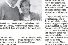  ?? SUNDAY AFTERNOONS OF MUSIC Miami Herald file ?? Byron Krulewitch and Doreen Marx. The husband and wife team ran the ‘Sunday Afternoons of Music’ series Marx founded in 1981, three years before they wed, until 2014.