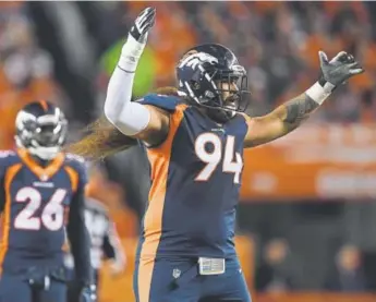  ?? Joe Amon, Denver Post file ?? Broncos nose tackle Domata Peko will start in his 122nd consecutiv­e game Sunday. But it will be his first game against his former team, Cincinnati, where he played 11 seasons.