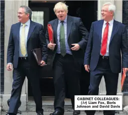  ??  ?? CABINET COLLEAGUES: ( l- r) Liam Fox, Boris Johnson and David Davis