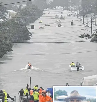  ?? ?? Mullumbimb­y became an M1 of tinnies during the flood, and (inset) Jay Lennon.