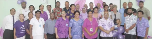  ?? Photo: Shahani Mala ?? Medical profession­als with other invited guest celebrated World Purple Day at the CWM Hospital in Suva.