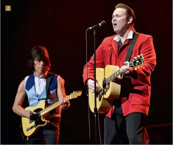  ?? ?? 2 2. Rockabilly guitarist (and, as it turns out, fellow muscle car enthusiast) Darrel Higham on stage with Beck at the Cadillac Palace Chicago in 2011
3. Jeff joins Brian May on stage to celebrate Freddie Mercury’s 65th birthday at the ‘Freddie For A Day’ concert at London’s Savoy Hotel on 5 September 2011